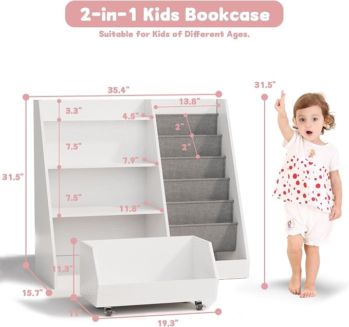 COZPAW Kids Bookshelf and Toy Storage, 4 Tier Toddler Bookshelf - Image 2