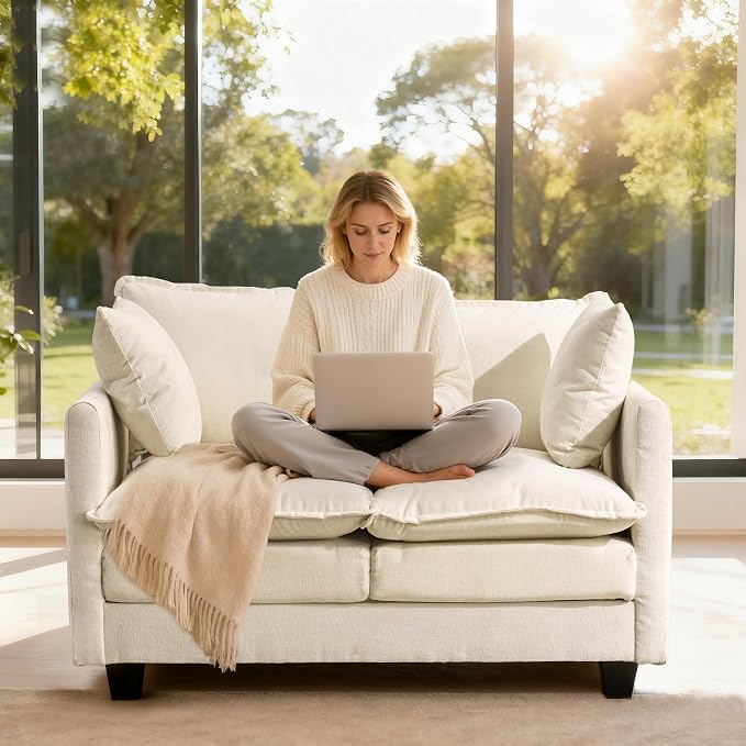 Loveseat Sofa Cloud Sofa Couch 50'', Modern Loveseats 2 Seat Couch 27" Deep Seat - Image 3