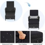 COSTWAY PE Rattan Chaise Lounge Chair, 6 Gear Adjustable Recliner - Image 5