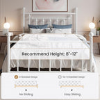 SHA CERLIN 14" Queen Size Metal Platform Bed Frame/Victorian Headboard and - Image 7