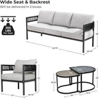 Grand patio 5-Piece Outdoor Furniture Set, 5 Seats Wicker Sofa Conversation Set - Image 2