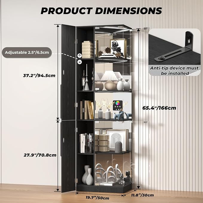 VersionTECH. Glass Display Cabinet - Image 2