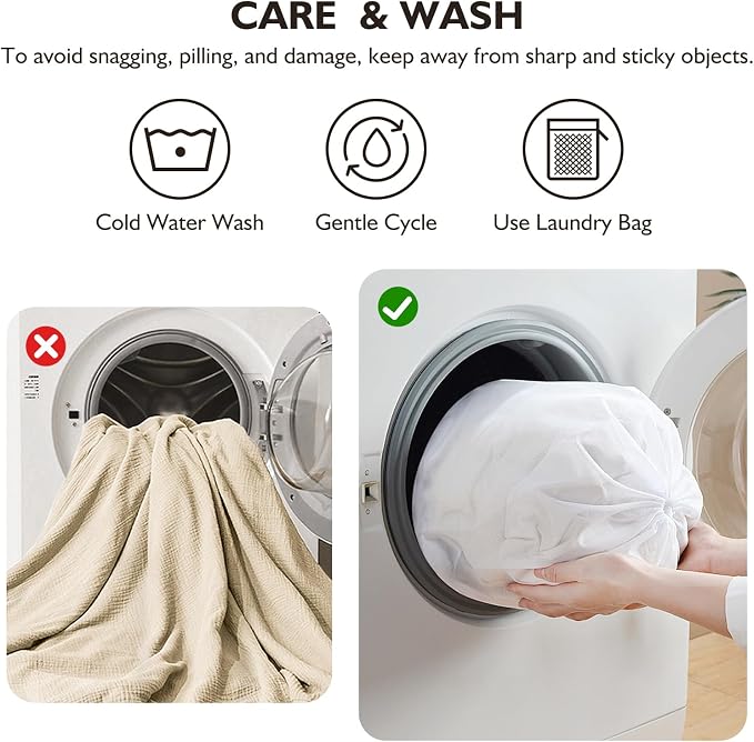 EMME Muslin Blankets for Adults Throw Blanket for Couch Breathable Gauze Soft - Image 7