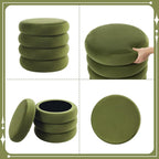 Flouki 19.5" Storage Ottoman Round, Vanity Stools - Image 9
