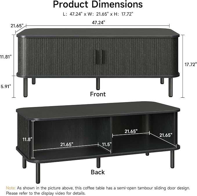 ONBRILL 47.2 Inch Mid Century Modern Coffee Table - Image 2