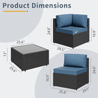 SUNLEI 5pcs Patio Furniture Sets Conversation Set, Low Back All-Weather Rattan - Image 2