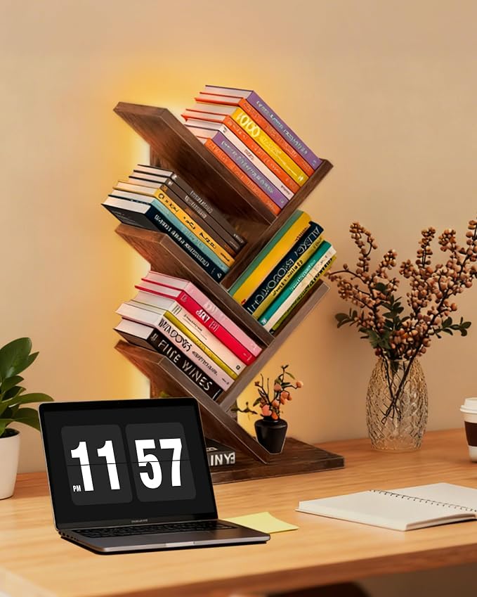 Godferyxin Bookshelf with Liting, Small Bookcase LED and Desktop Book Shelf - Image 7