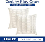 MIULEE Corduroy Decorative Throw Pillow Covers 16x16 Pure White Pack of 2 | - Image 9