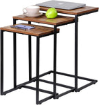 SUPER DEAL Nesting Tables Set of 3, Industrial C Shaped End Table Stackable by Superdeal