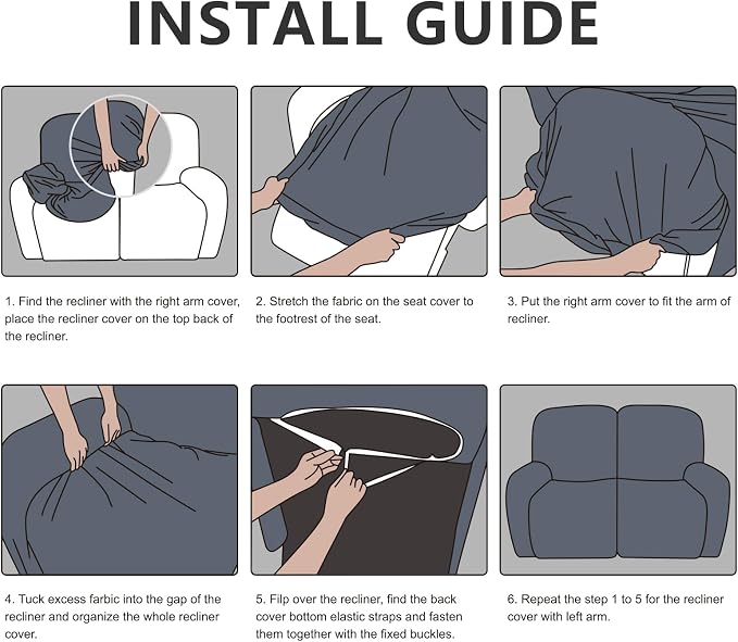 ANARACHON Loveseat Recliner Cover Leather Look Recliner Loveseat Covers - Image 6