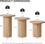 Round Nesting Coffee Table Set of 3 Mid Century Modern Wood Round Coffee Tables - Image 2