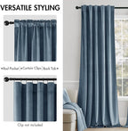 MIULEE Velvet Curtains 52x84 inches 2 Panels Stone Blue Blackout Curtains | - Image 2