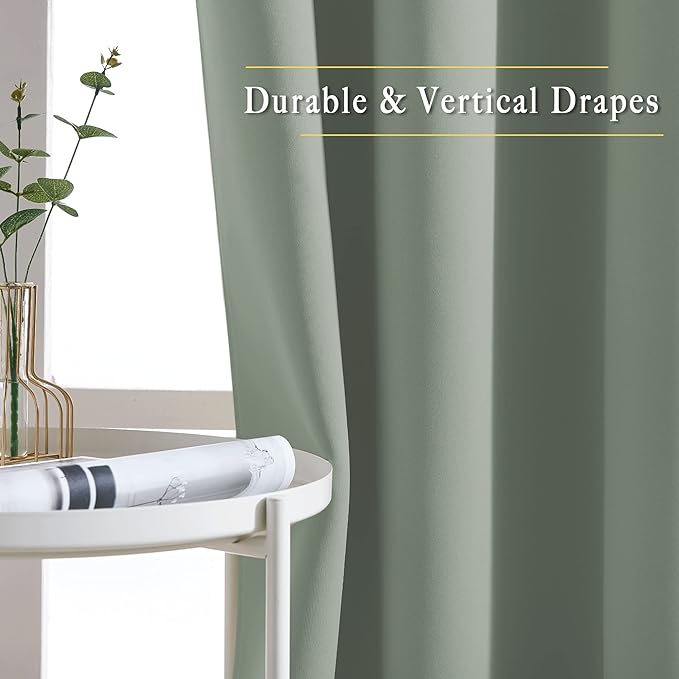 NICETOWN Blackout Sage Green Curtains & Drapes - Image 5