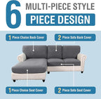 H.VERSAILTEX Sectional Couch Covers 6 Pieces Stretch Sofa Covers - Image 3