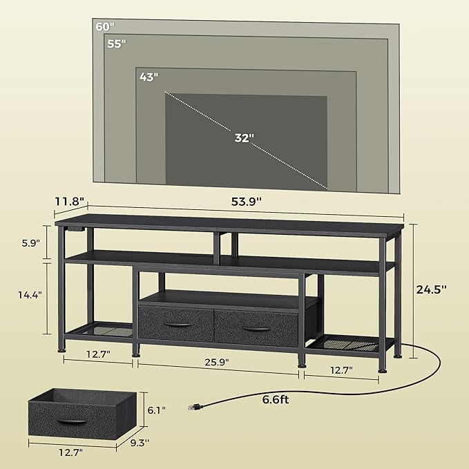 Huuger TV Stand for 55 60 Inch TV, Entertainment Center - Image 6