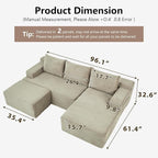 96" Cloud Sectional Couch U-Shaped Chaise - Image 2