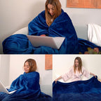 Classic Blue Fleece Plush Throw Blanket 60"x80"for Couch Fuzzy Cozy Flannel | - Image 2