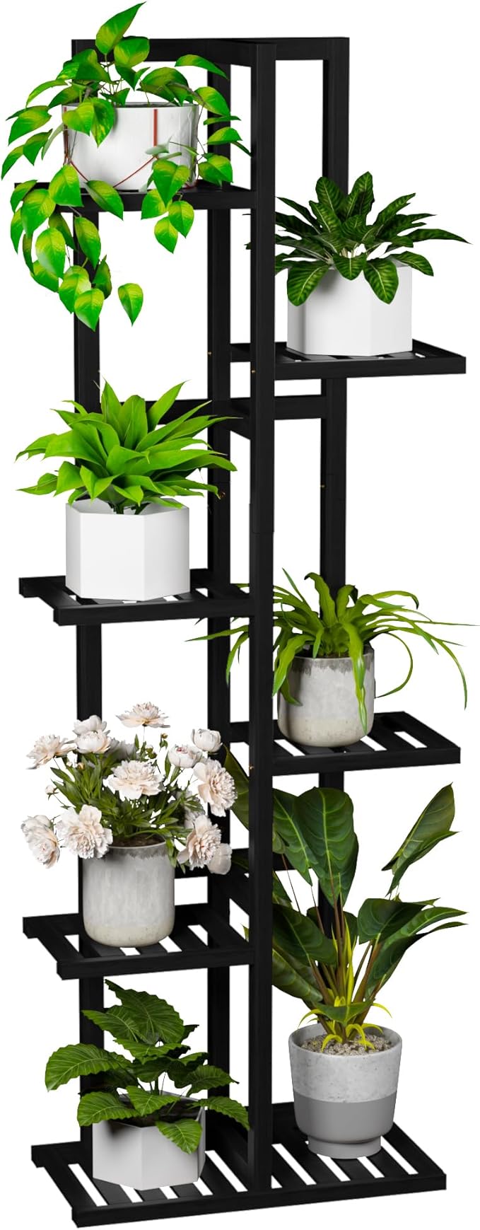 ROMGUAR CRAFT 6 Tier Bamboo Plant Stand Indoor, Wood Tall Flower Holder Corner by ROMGUAR+CRAFT