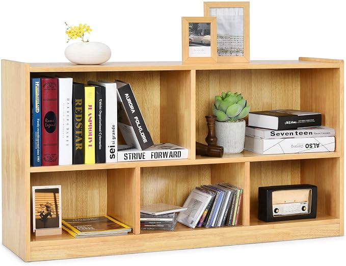 Tangkula 5 Cube Bookcase, 2 Tier Wooden Storage Open Bookshelf, Kid's Playroom by TANGKULA