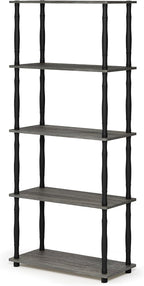 Furinno TURN-S-TUBE Storage Shelves, 5-Tier Book Shelf, Corner Shelf, Toolless - Image 5