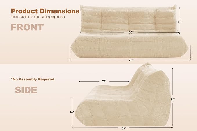 Bean Bag 3-Seater Chair Big Sofa Beanbag Chair - Image 2