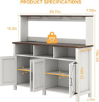 Buffet Sideboard with Storage Hutch with Power Outlets 4 Doors, Large Farmhouse - Image 2