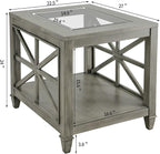 Farmhouse End Table Living Room, Furniture Solid Wood Square Large Side Tables - Image 2