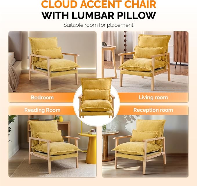 VINGLI Mid-Century Modern Cloud Accent Armchair - Image 8