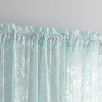 YJ YANJUN Vintage Lace Curtains 96 Inches Long-Victorian Floral Pattern Aqua - Image 3