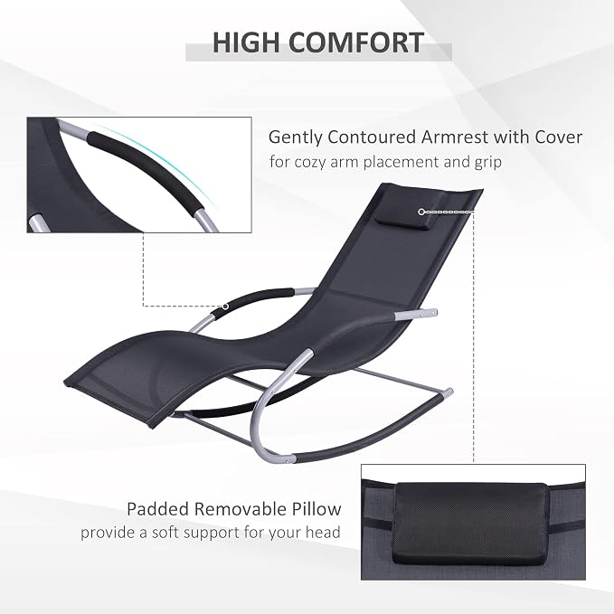 Outsunny Zero Gravity Rocking Chair Outdoor Chaise Lounge Chair Recliner Rocker - Image 5