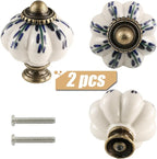 Ivory Pumpkin Knobs 2 Pack Ceramic Cabinet Knobs Vintage Drawer Pulls - Image 2