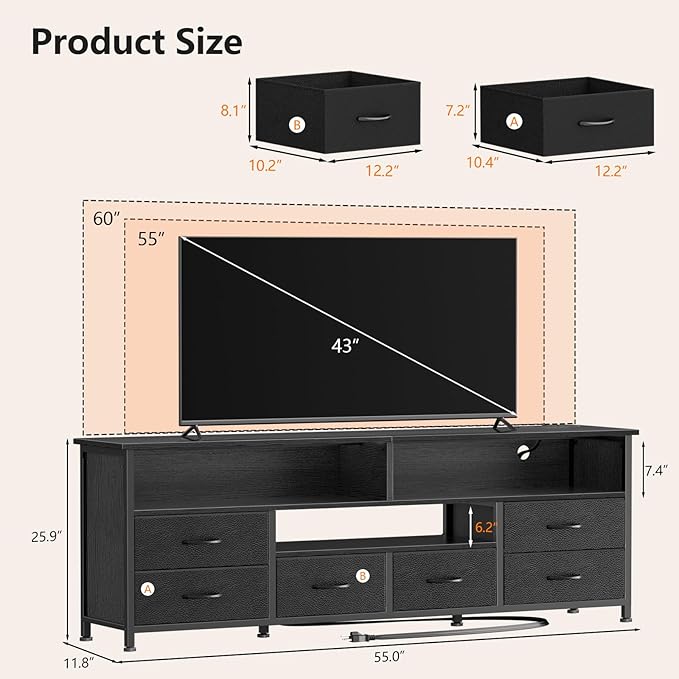 Furologee 55 Inch TV Stand, Entertainment Center - Image 3