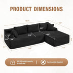 Hobestluk Modular Sectional Sofa Couches L-Shape Couch 3 Seat Modular Sofa - Image 2