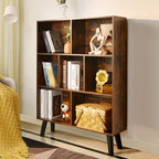 LEYAOYAO Cube Bookshelf 3 Tier Mid-Century Rustic Brown Modern Bookcase - Image 7