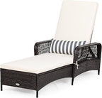 COSTWAY PE Rattan Chaise Lounge Chair, 6 Gear Adjustable Recliner by COSTWAY