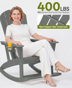 Outdoor Oversized Adirondack Rocking Chairs, All Weather HDPE Patio Rocking - Image 5