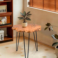19.5 Inch Live Edge Side Table, Wood Small End Table by Unknown