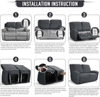 TAOCOCO Recliner Loveseat Slipcover, 6 Pieces Dual Recliner Sofa Covers - Image 6