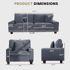 DOPEDIO Modern Living Room Sofa Set, 88.58" Chenille Loveseat - Image 2