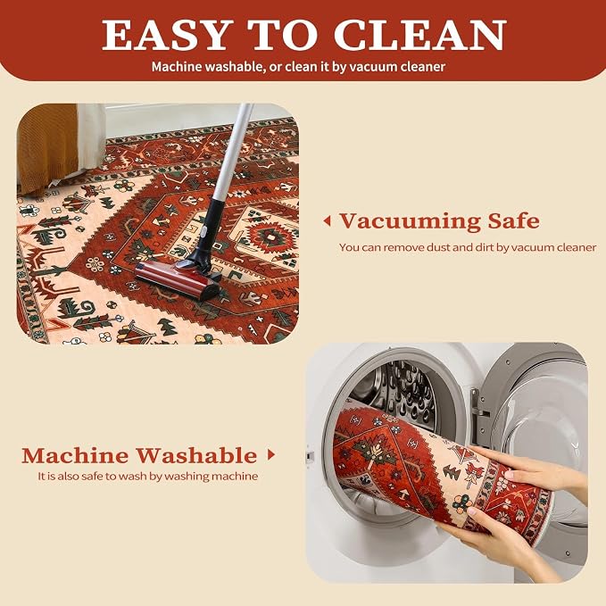 SERISSA 5x7 Washable Non Slip Boho Area Rug - Image 4