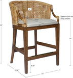 Martha Stewart Farmhouse Counter Height Bar Stools, Handcrafted Rattan Counter - Image 3