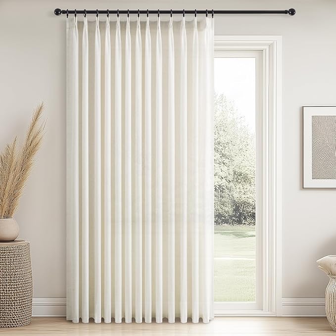Topfinel 102 Inch Curtains 1 Panels Set, Two Packs Pinch Pleat Back Tab Linen by Topfinel