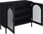 Coaster Home Furnishings Jess 2-Door Arched Fluted Glass Accent Cabinet Black - Image 4