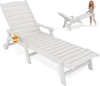 KINGYES HDPE Lounge Chair Outdoor, Patio Chaise Lounge Recliner by KINGYES