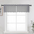 Grey Sheer Kitchen Valance for Windows Set of 2, Small Modern Rod Pocket Voile by OWENIE