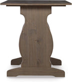 Linon Lucy Natural Wood and Linen Upholstered Corner Nook Kitchen Dining Set - Image 10