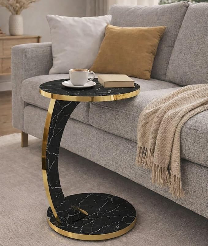 Luxury C Shaped Golden Effect Side Table - Image 4