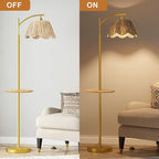 Oneach Floor Lamp with Table for Bedroom, Boho Standing Lamps with Foot Switch - Image 3