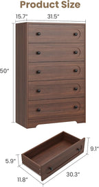Garvee 5 Drawer Dresser for Bedroom, Wooden Mid Century Modern Chest of Drawers - Image 2
