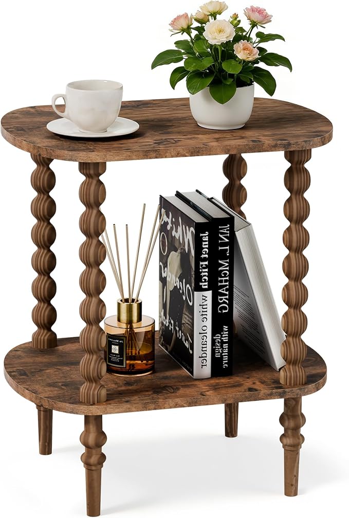 2-Tier Side Table, Small End Table by Unknown
